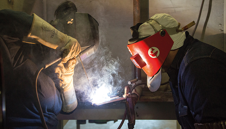 Students in a welding class