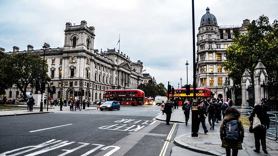 Busy street in London, England