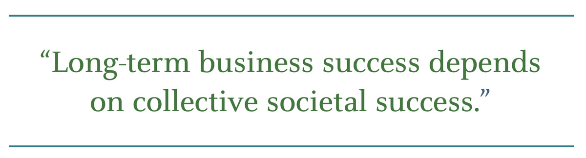 Long-term business success depends on collective societal success